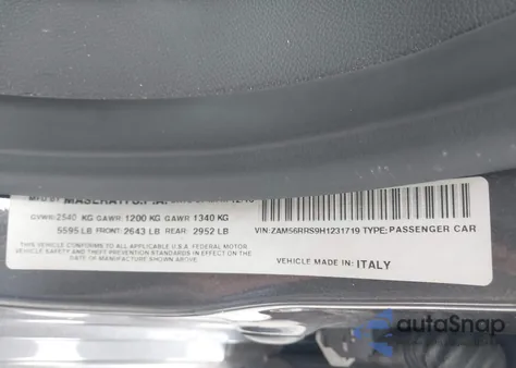 2017 Maserati Quattroporte S Q4 Gransport из США, поврежденный, VIN ZAM56RRS9H1231719